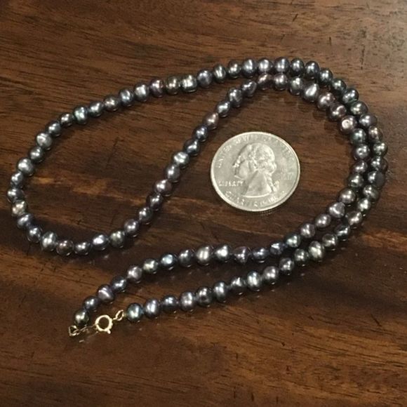 Vintage 14K Gold Peacock Pearl Single Strand Necklace 18inches - Picture 11 of 13